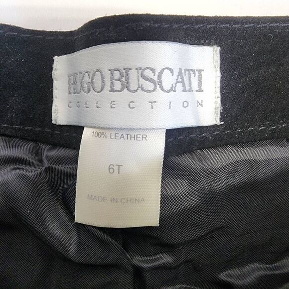HUGO BUSCATI Collection 100% Leather Women's Black Suede Pants Size 6 Tall D21 - Picture 6 of 8